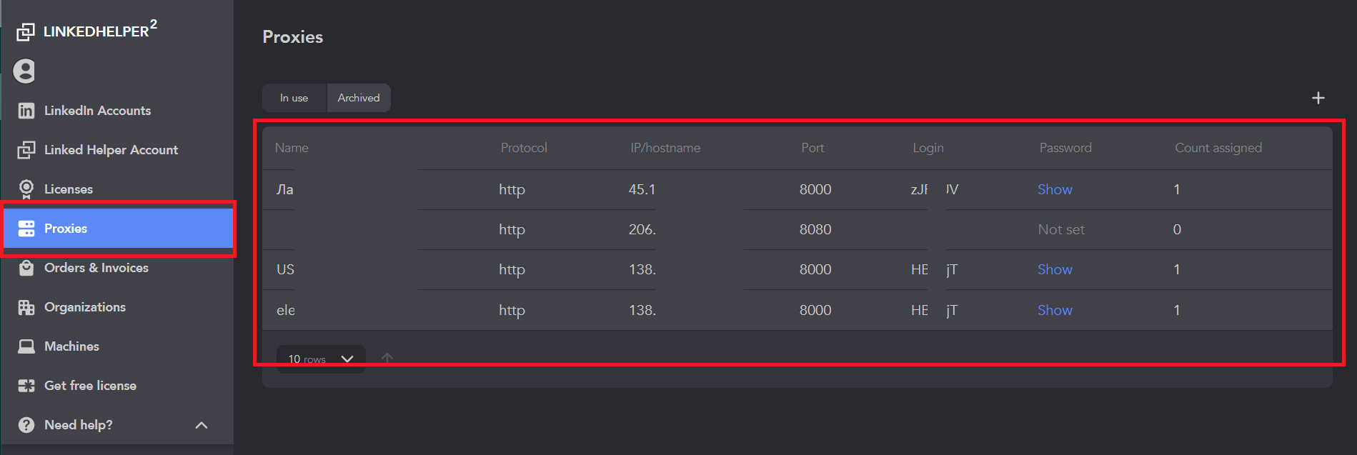 One proxy per instance, assigned by you — your real or chosen IP, not a shared cloud exit.